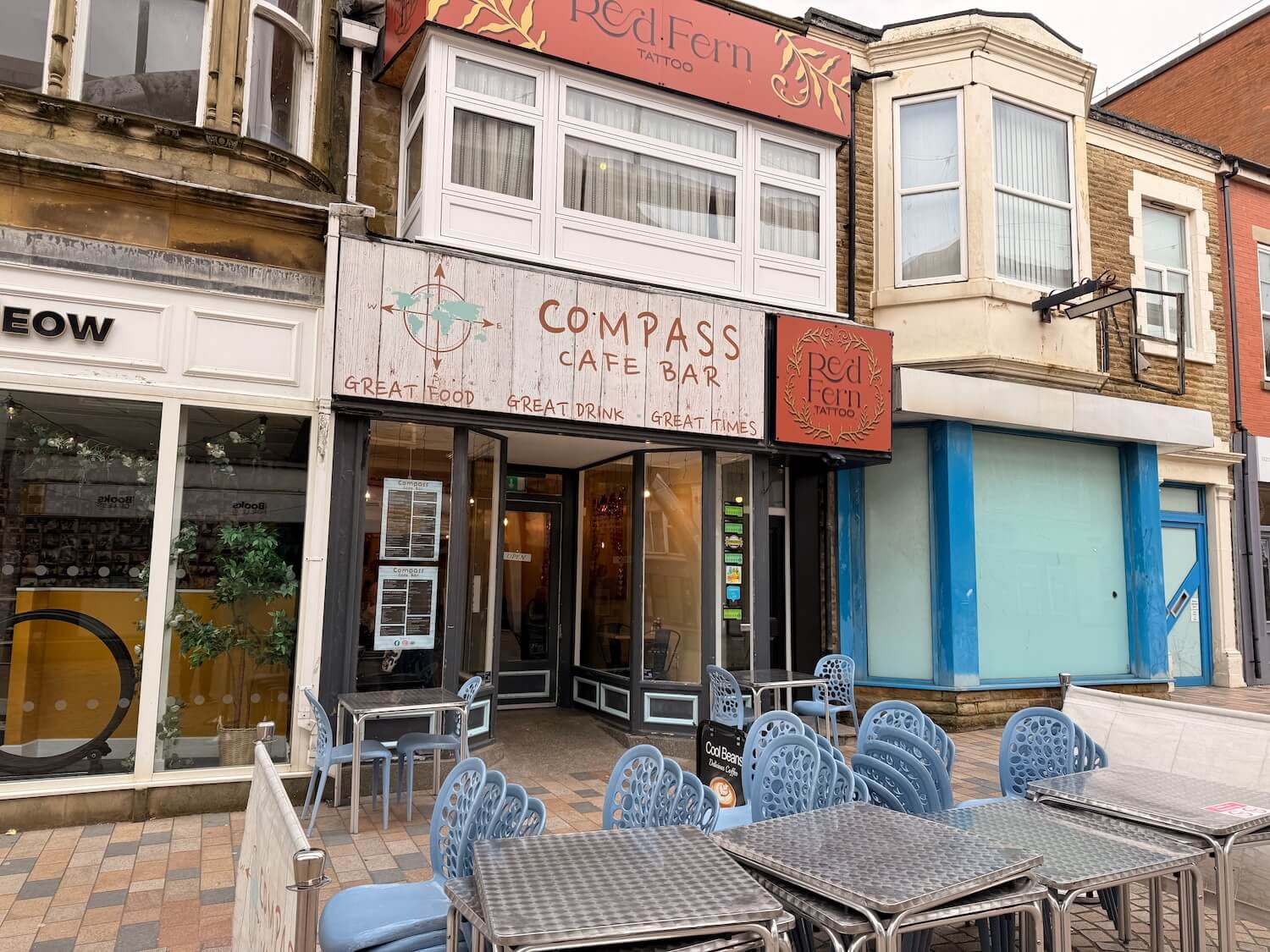 Compass Cafe Bar exterior on Birley Street