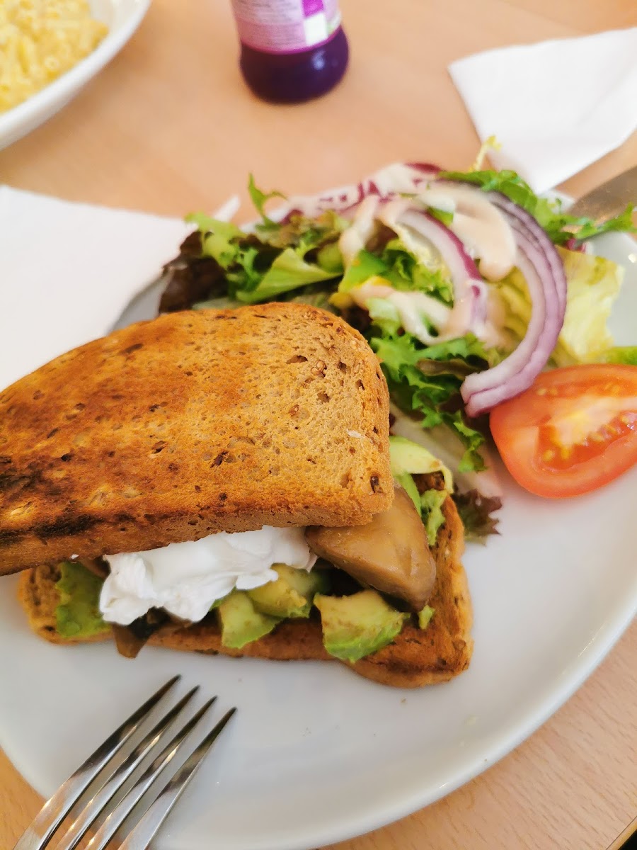 Toast and salad plate at Compass Cafe Bar